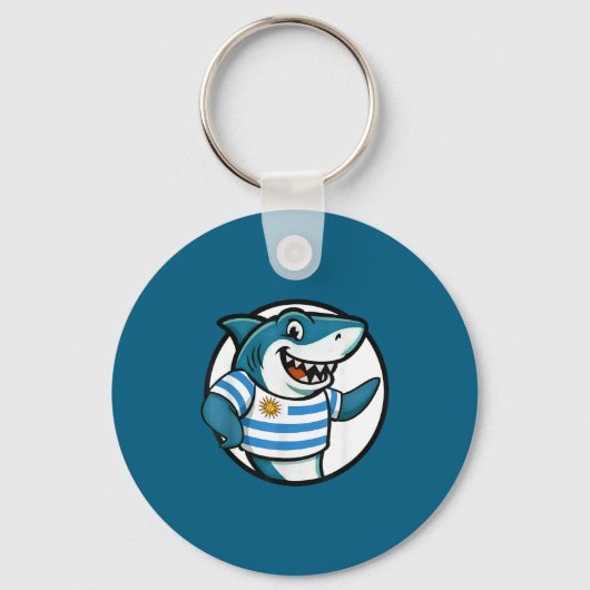Uruguay Flag Shark Funny Uruguayan  キーホルダー (正面)