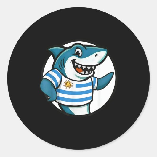 Uruguay Flag Shark Funny Uruguayan  ラウンドシール (正面)
