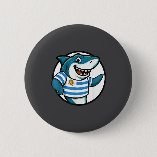 Uruguay Flag Shark Funny Uruguayan  缶バッジ (正面)
