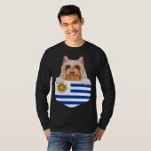 Uruguay Flag Silky Terrier Dog In Pocket Tシャツ (正面フル)