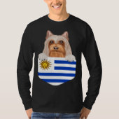Uruguay Flag Silky Terrier Dog In Pocket Tシャツ (正面)