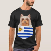 Uruguay Flag Silky Terrier Dog In Pocket Tシャツ (正面)