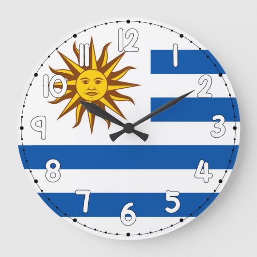 Uruguay Flag Wall Clock – Patriotic Home & Office  ラージ壁時計 (正面)
