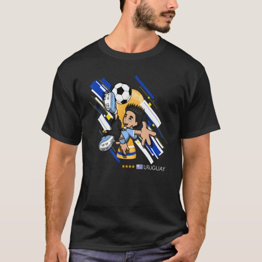 Uruguay Football Soccer Kids Playing Soccer Goal D Tシャツ (正面)