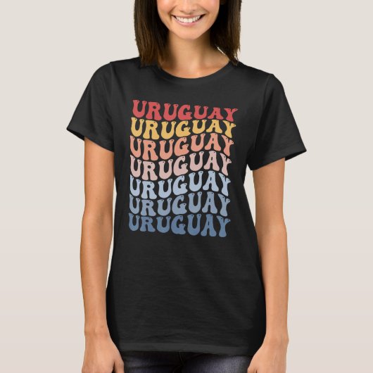 Uruguay Groovy Retro Uruguayan Tシャツ (正面)