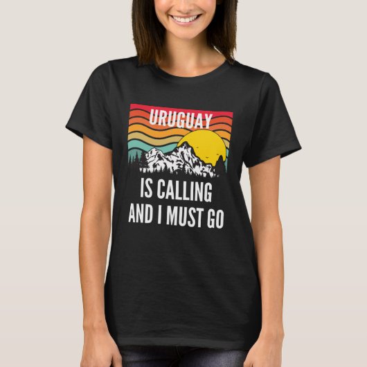 Uruguay Is Calling And I Must Go Wavy Sunset Tシャツ (正面)