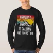 Uruguay Is Calling And I Must Go Wavy Sunset Tシャツ (正面)