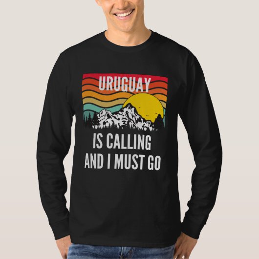 Uruguay Is Calling And I Must Go Wavy Sunset Tシャツ (正面)
