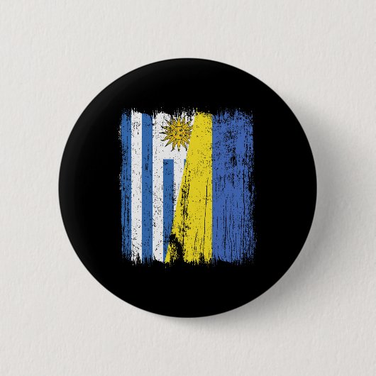 Uruguay Ukraine Half Flag Uruguayan Ukrainian Heri 缶バッジ (正面)