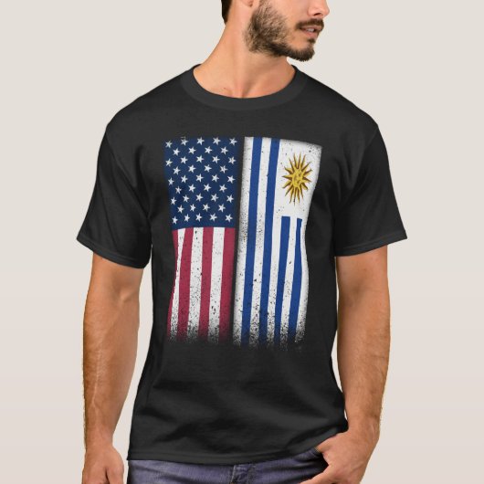 Uruguayan Flag USA And Uruguay Flags Proud Uruguay Tシャツ (正面)