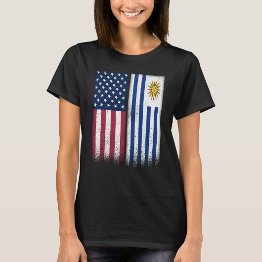 Uruguayan Flag USA And Uruguay Flags Proud Uruguay Tシャツ (正面)