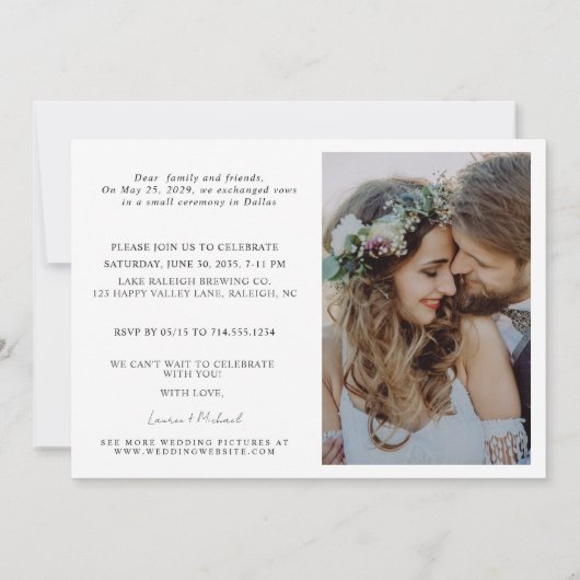 Usウェディング祝レセプション付き2枚写真 案内状 (裏面)