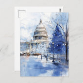 USキャピトルヒルクリスマスポストカードイラストレーション ポストカード (正面/裏面)