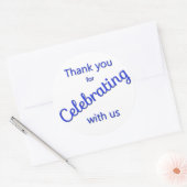 Usステッカー祝ブルーをありがとう ラウンドシール (封筒)