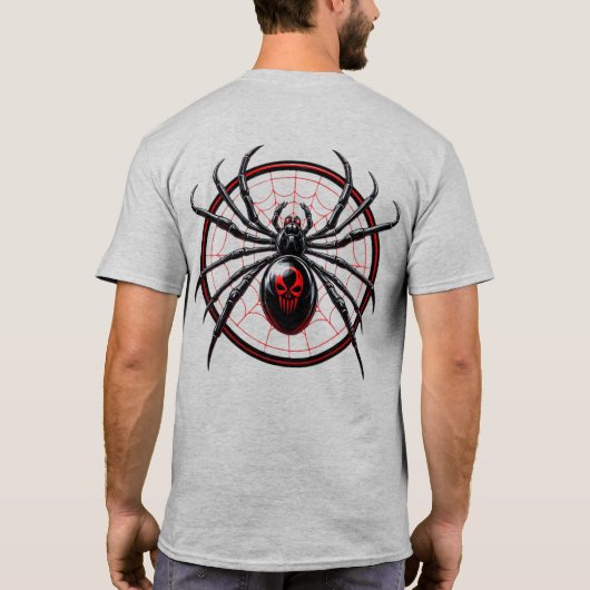 USスパイダライダーズ – ブラックウィドラウンドくもの巣バック Tシャツ (裏面)
