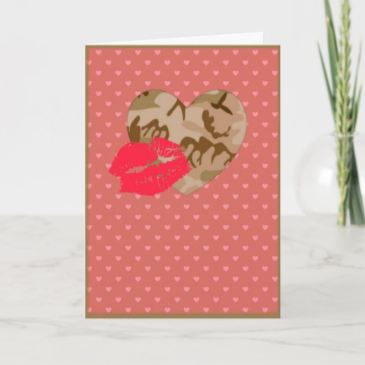 USデザートサンド迷彩柄ハートバレンタインデー シーズンカード (正面)