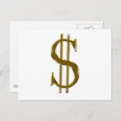 $ USドル$記号金ゴールド ポストカード (正面/裏面)