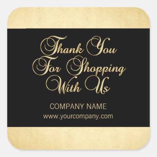 Usビジネスショッピングブラックとの金ゴールド スクエアシール (正面)