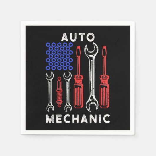 USフラグレンチドライバーのワークショップ整備士ギフト スタンダードカクテルナプキン (正面)