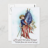 USフラッグボーイリースフラワーメモリアルデー ポストカード (正面/裏面)