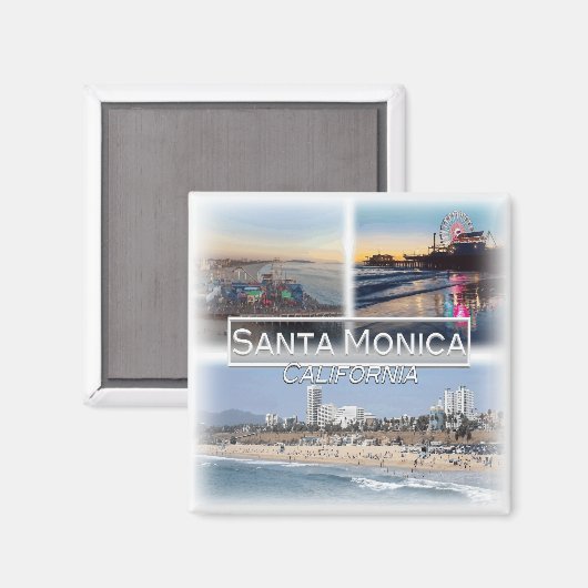 US0144アメリカ、統一された州、サンタモニカ冷蔵庫 マグネット (正面/裏面)
