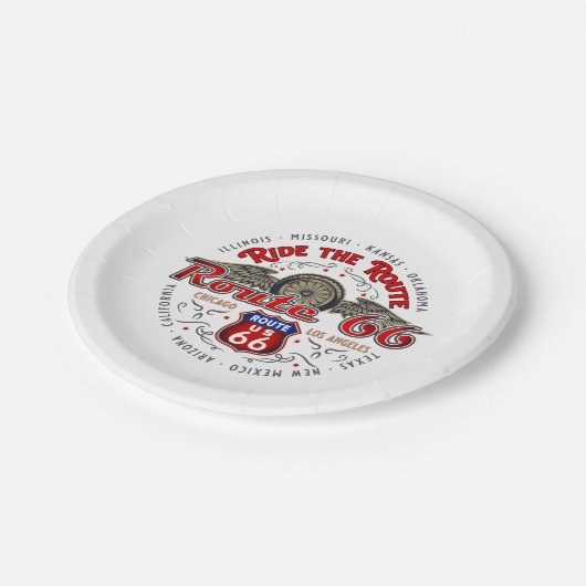 US66バイクもしくは自転車に乗る人ロードトリップバイクに乗る ペーパープレート (アングル)