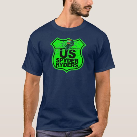US スパイダーライダース - フロントグリーンロゴ Tシャツ (正面)