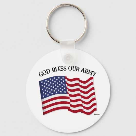 US フラグ付き GOD BLESS OUR ARMY キーホルダー (正面)