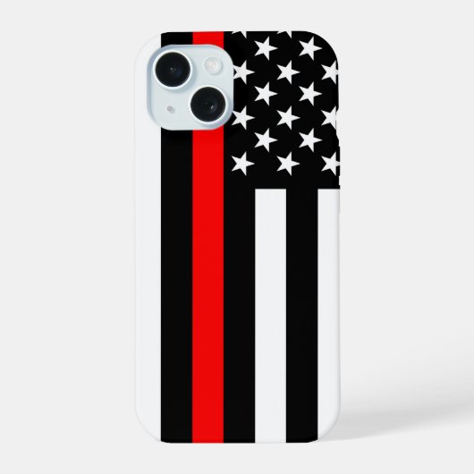 US フラッグ シン・レッド・ライン シンボルマーク iPhone 15ケース (裏面)