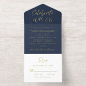 Us 祝 Blue Wedding Reception付き オールインワン招待状 (内側)