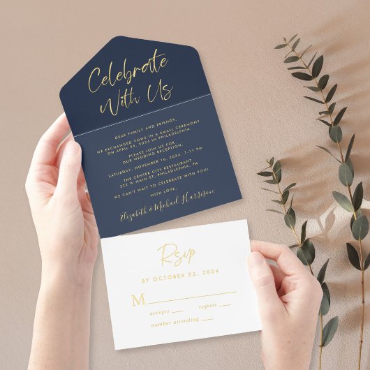 Us 祝 Blue Wedding Reception付き オールインワン招待状