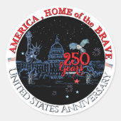 US 250 America Home of the Brave Commemorative ラウンドシール (正面)