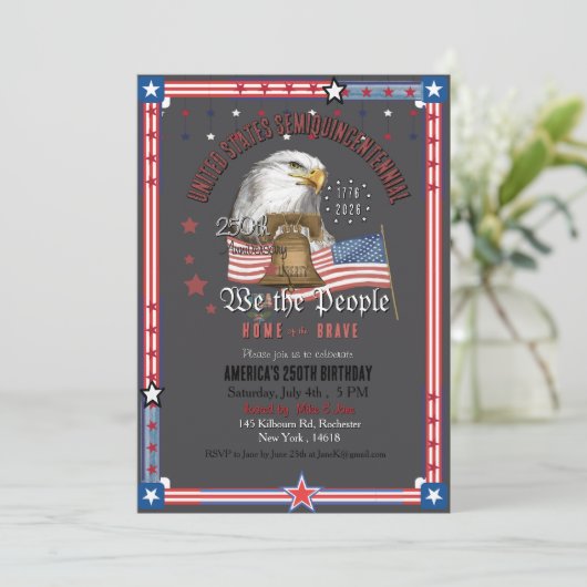 US 250 Anniversary We the People  Eagle & Bell 招待状 (スタンド正面)