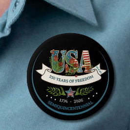 US 250 Semiquincentennial Botanical Watercolor 4th 缶バッジ