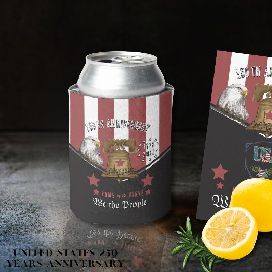 US 250 We the People Hand-Drawn Eagle and  Bell 缶クーラー