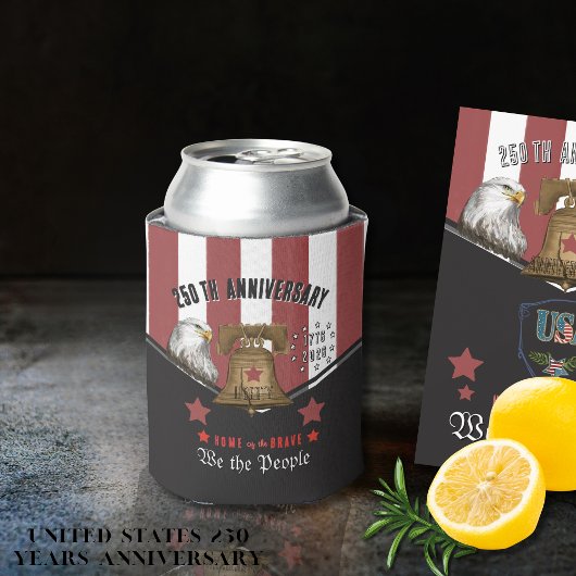 US 250 We the People Hand-Drawn Eagle and  Bell 缶クーラー