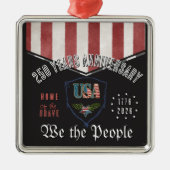 US 250 We the People Patriotic Anniversary Square  メタルオーナメント (正面)