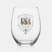 US 250 Years of Freedom Botanical Patriotic ステムなしワイングラス (正面)
