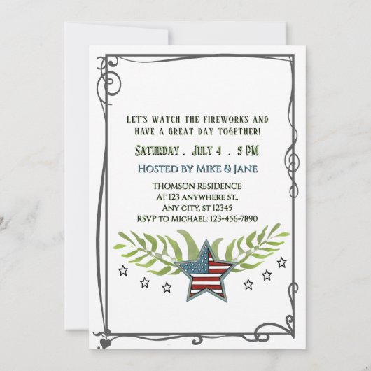 US 250 Years of Freedom Charcoal 4th July  招待状 (裏面)