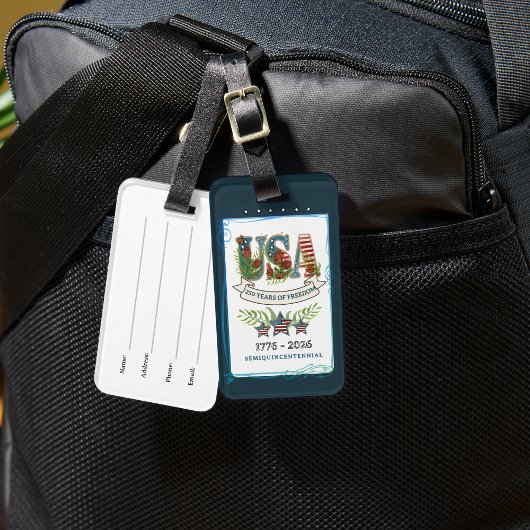 US 250 Years of Freedom Elegant Botanical ラゲッジタグ