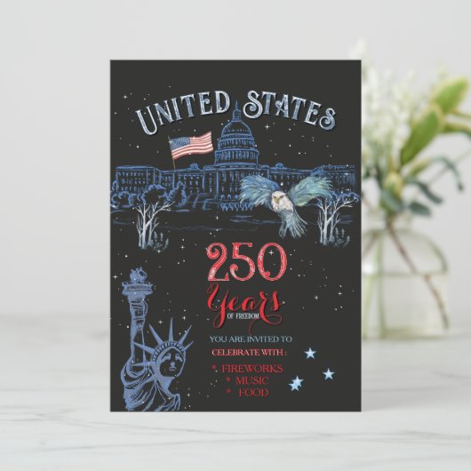 US 250 Years of Freedom Statue of Liberty & Eagle  招待状 (スタンド正面)
