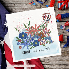US 250 Years of Liberty Floral Patriotic Napkin スタンダードカクテルナプキン