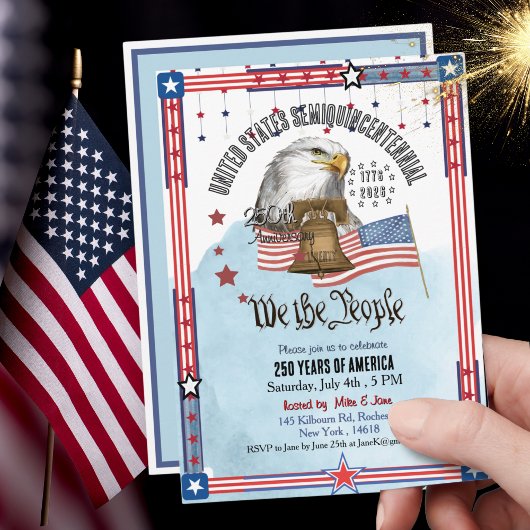 US 250th Anniversary Liberty Bell Eagle Invitation 招待状