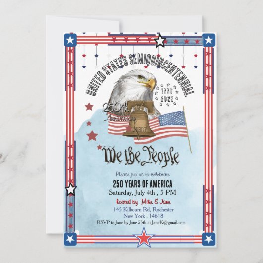 US 250th Anniversary Liberty Bell Eagle Invitation 招待状 (正面)