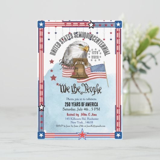 US 250th Anniversary Liberty Bell Eagle Invitation 招待状 (スタンド正面)