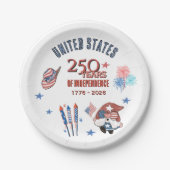 US 250th Anniversary Patriotic Gnome Paper Plates ペーパープレート (正面)