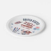 US 250th Anniversary Patriotic Gnome Paper Plates ペーパープレート (アングル)