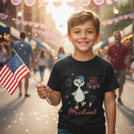 US 250th Birtday Kids Patriotic Silly Goose Boy's  Tシャツ