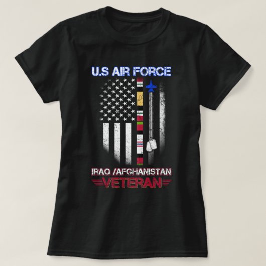 US Air Force Iraq Afghanistan USAF Veteran, USA Fl Tシャツ (デザイン正面)