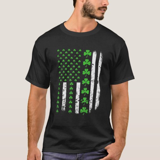 US America Flag Shamrock Clover St Patricks Day Pa Tシャツ (正面)